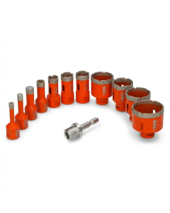 Zestaw otwornic do gresu 11 szt + adapter M14 – DFG Industrial