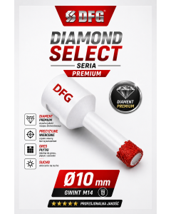 Otwornica diamentowa do gresu 10 mm M14 – DFG  seria  Diamond Select 